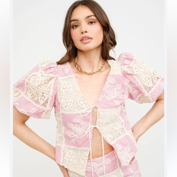 Sofie The Label Tops - NWOT Pink Lace-Trimmed Women's Top